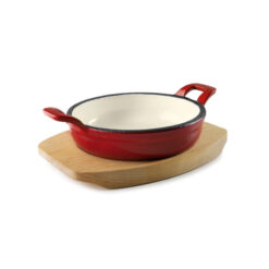 Lacor Serveerpan 18,5 cm op Houten Plank Magma Rood