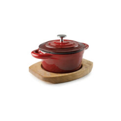 Lacor Mini-Casserole 10 cm met Deksel op Houten Plank Magma Rood