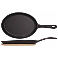 C&T Gratinschotel Ovaal 24x18 cm Gietijzer op Houten Plank